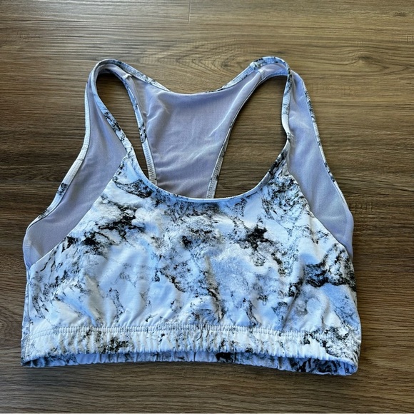Varley Sports Bra Large Marble Print Racerback Workout Grey Athleisure Unpadded - Picture 1 of 7